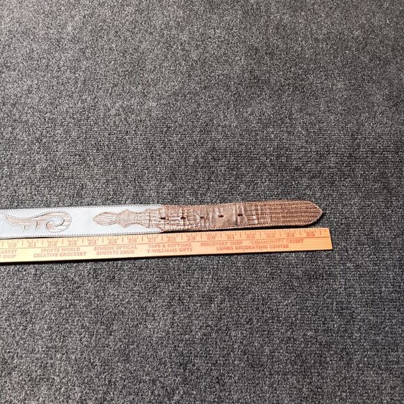 Circle Y Belt 32 Lizard Leather Western‎ Gray - Picture 8 of 9